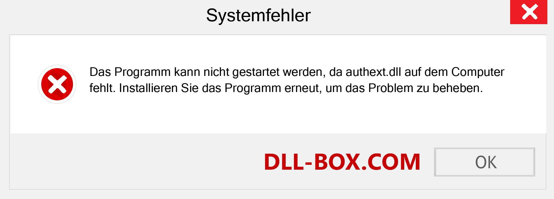 authext.dll-Datei fehlt?. Download für Windows 7, 8, 10 - Fix authext dll Missing Error unter Windows, Fotos, Bildern